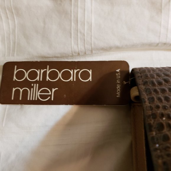 Barbara Miller Taupe and Brown Leather Purse - Picture 3 of 6